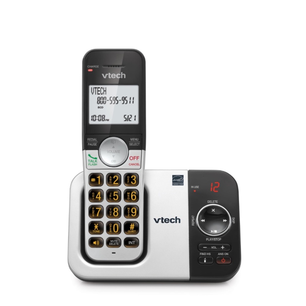 vtech Cordless Phone and Answering Machine with Large Display-Black/Silver